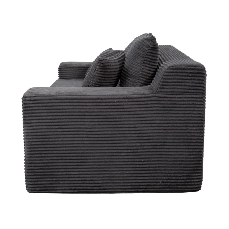 Verwandelbares modulares Schlafsofa aus dunkelgrauem Cord mit mehreren Kissen Verwandelbares modulares Schlafsofa aus dunkelgrauem Cord mit mehreren Kissen