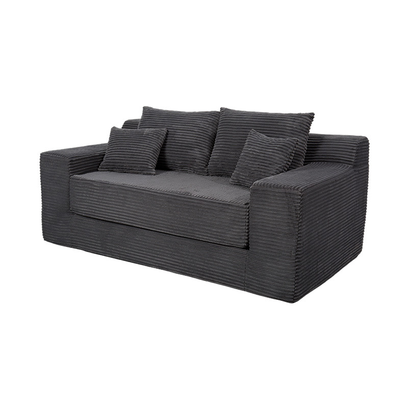 Verwandelbares modulares Schlafsofa aus dunkelgrauem Cord mit mehreren Kissen Verwandelbares modulares Schlafsofa aus dunkelgrauem Cord mit mehreren Kissen