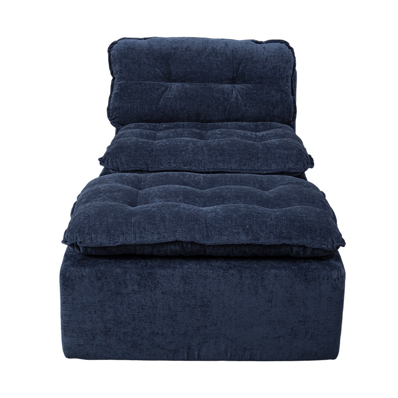Modulares Vollschaum-Sofaset aus tiefblauem Cord mit gepolsterter Rückenlehne und passendem Ottoman Modulares Vollschaum-Sofaset aus tiefblauem Cord mit gepolsterter Rückenlehne und passendem Ottoman