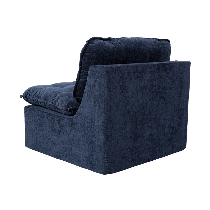 Modulares Vollschaum-Sofaset aus tiefblauem Cord mit gepolsterter Rückenlehne und passendem Ottoman Modulares Vollschaum-Sofaset aus tiefblauem Cord mit gepolsterter Rückenlehne und passendem Ottoman