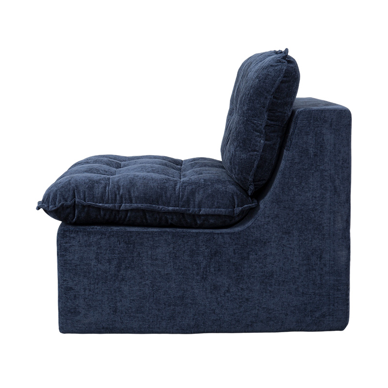 Modulares Vollschaum-Sofaset aus tiefblauem Cord mit gepolsterter Rückenlehne und passendem Ottoman Modulares Vollschaum-Sofaset aus tiefblauem Cord mit gepolsterter Rückenlehne und passendem Ottoman