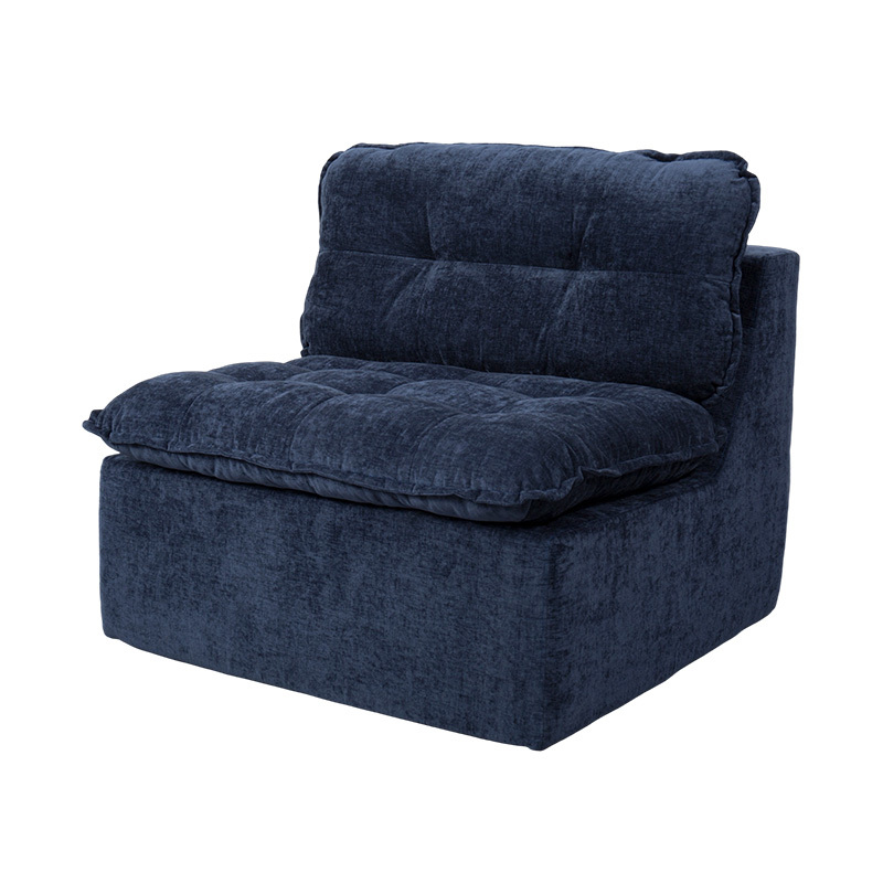 Modulares Vollschaum-Sofaset aus tiefblauem Cord mit gepolsterter Rückenlehne und passendem Ottoman Modulares Vollschaum-Sofaset aus tiefblauem Cord mit gepolsterter Rückenlehne und passendem Ottoman