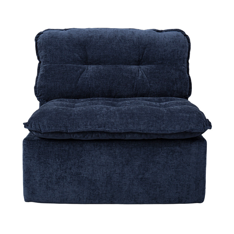 Modulares Vollschaum-Sofaset aus tiefblauem Cord mit gepolsterter Rückenlehne und passendem Ottoman Modulares Vollschaum-Sofaset aus tiefblauem Cord mit gepolsterter Rückenlehne und passendem Ottoman