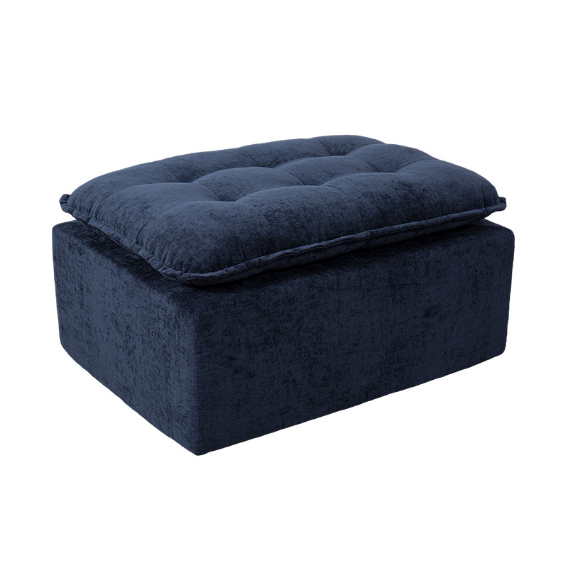 Modulares Vollschaum-Sofaset aus tiefblauem Cord mit gepolsterter Rückenlehne und passendem Ottoman Modulares Vollschaum-Sofaset aus tiefblauem Cord mit gepolsterter Rückenlehne und passendem Ottoman
