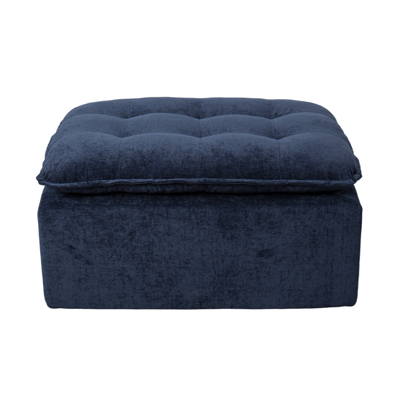 Modulares Vollschaum-Sofaset aus tiefblauem Cord mit gepolsterter Rückenlehne und passendem Ottoman Modulares Vollschaum-Sofaset aus tiefblauem Cord mit gepolsterter Rückenlehne und passendem Ottoman