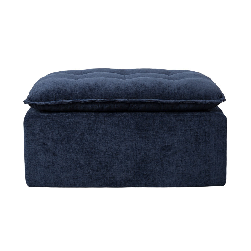 Modulares Vollschaum-Sofaset aus tiefblauem Cord mit gepolsterter Rückenlehne und passendem Ottoman Modulares Vollschaum-Sofaset aus tiefblauem Cord mit gepolsterter Rückenlehne und passendem Ottoman