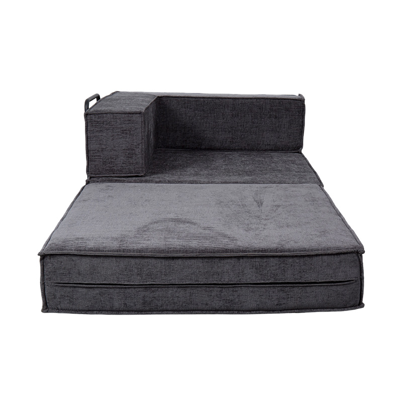 Kreatives modulares Sofa aus dunkelgrauem Stoff, frei kombinierbar und multifunktionales Vollschaum-Design