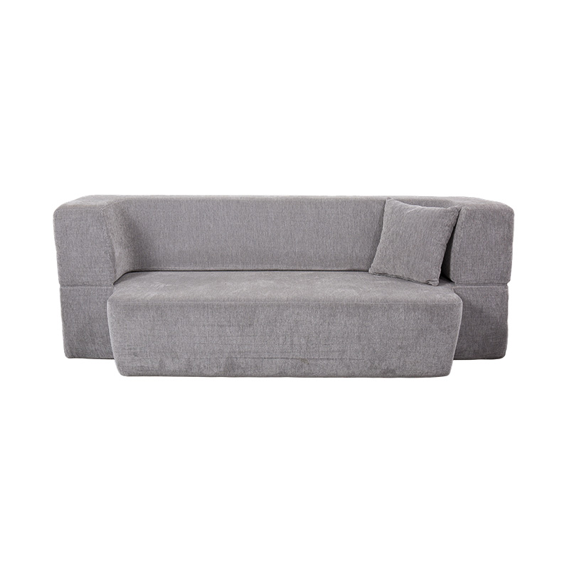 Umwandelbares multifunktionales Schlafsofa aus hellgrauem Samt mit Kissen Umwandelbares multifunktionales Schlafsofa aus hellgrauem Samt mit Kissen