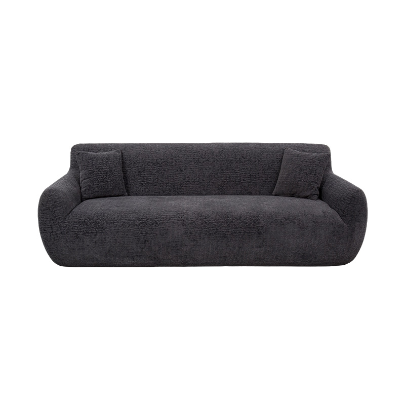 3–4-Sitzer-Vollschaumsofa aus dunkelgrauem Jacquard-Chenille-Stoff 3–4-Sitzer-Vollschaumsofa aus dunkelgrauem Jacquard-Chenille-Stoff