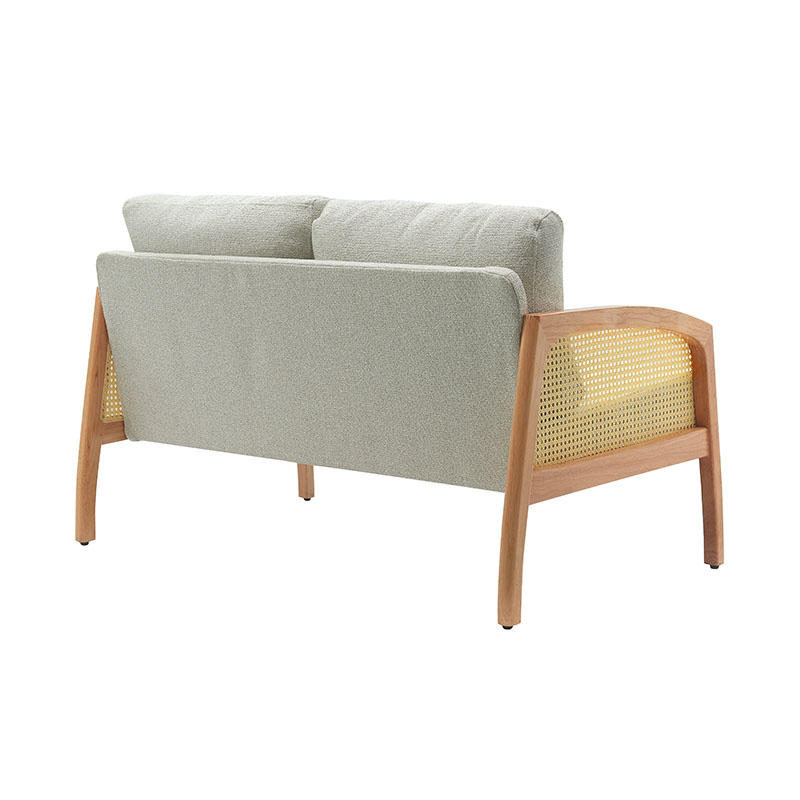 Sofa aus Leinen mit Rattan-Armlehne