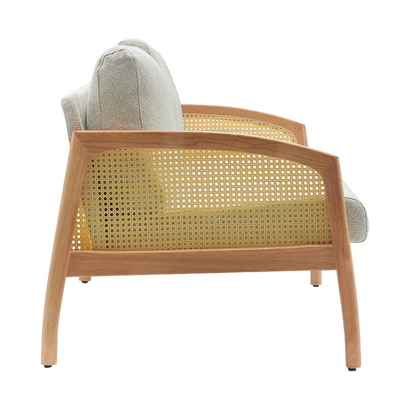 Sofa aus Leinen mit Rattan-Armlehne