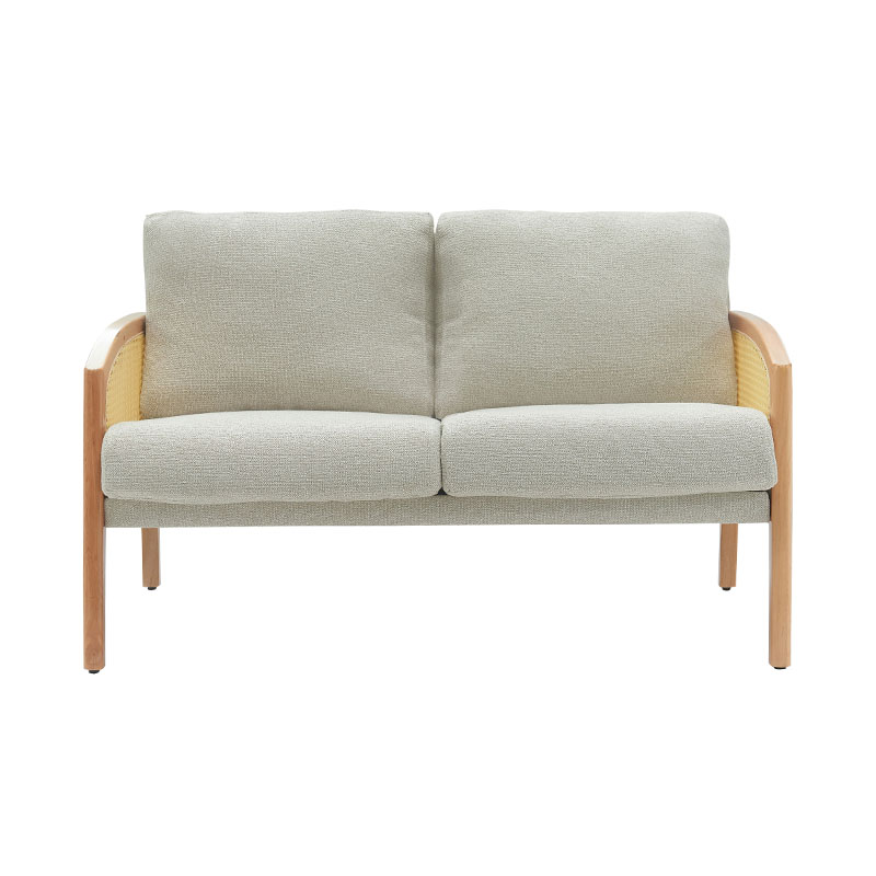 Sofa aus Leinen mit Rattan-Armlehne