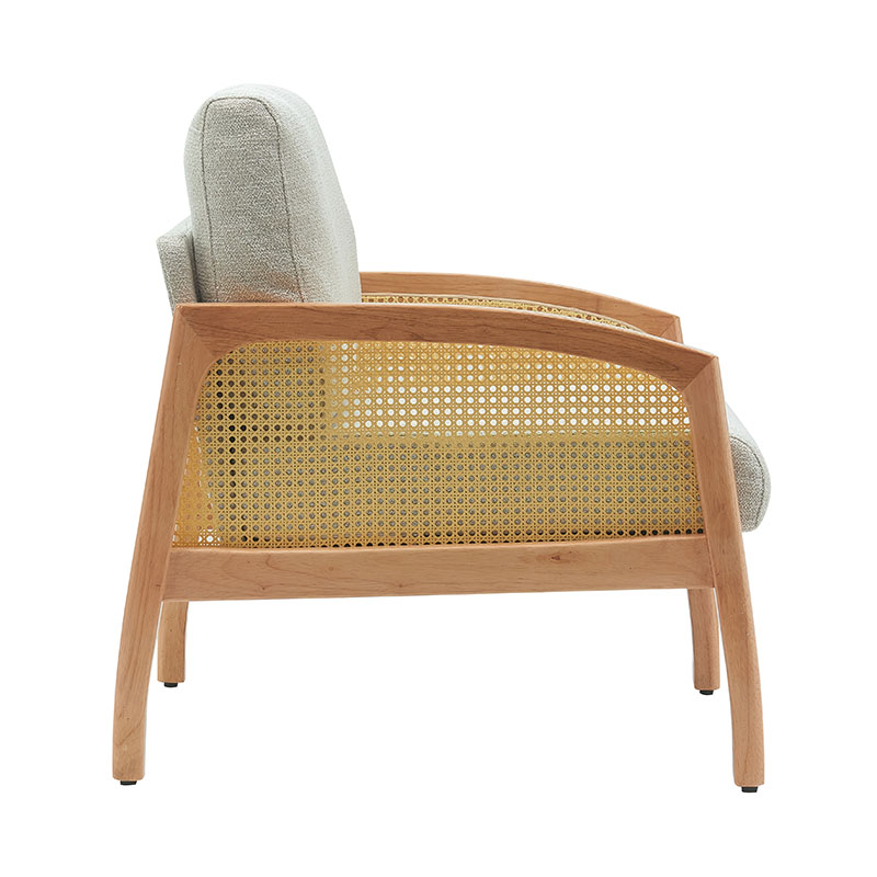 Sofa aus Leinen mit Rattan-Armlehne
