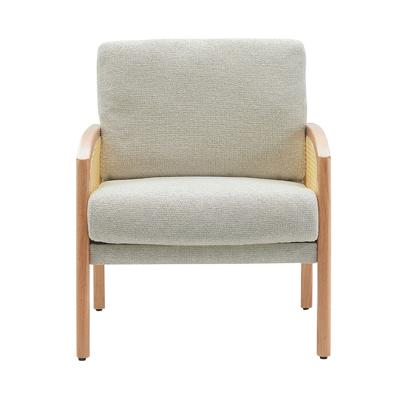 Sofa aus Leinen mit Rattan-Armlehne